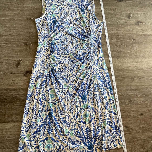 Tory Burch Blue and Cream Floral Midi Dress - Picture 2 of 5